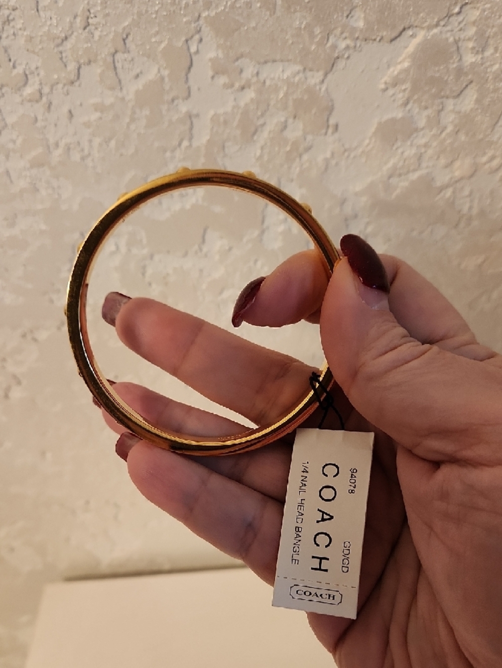 Coach Gold Tone Studded Bangle Bracelet - Picture 2 of 5